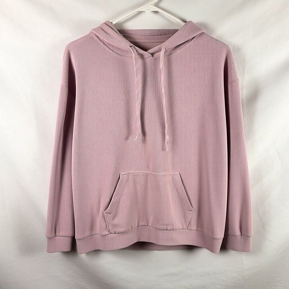 Marc New York Andrew Marc Purple Ribbed Knit Hoodie Long Sleeve Pullover Small